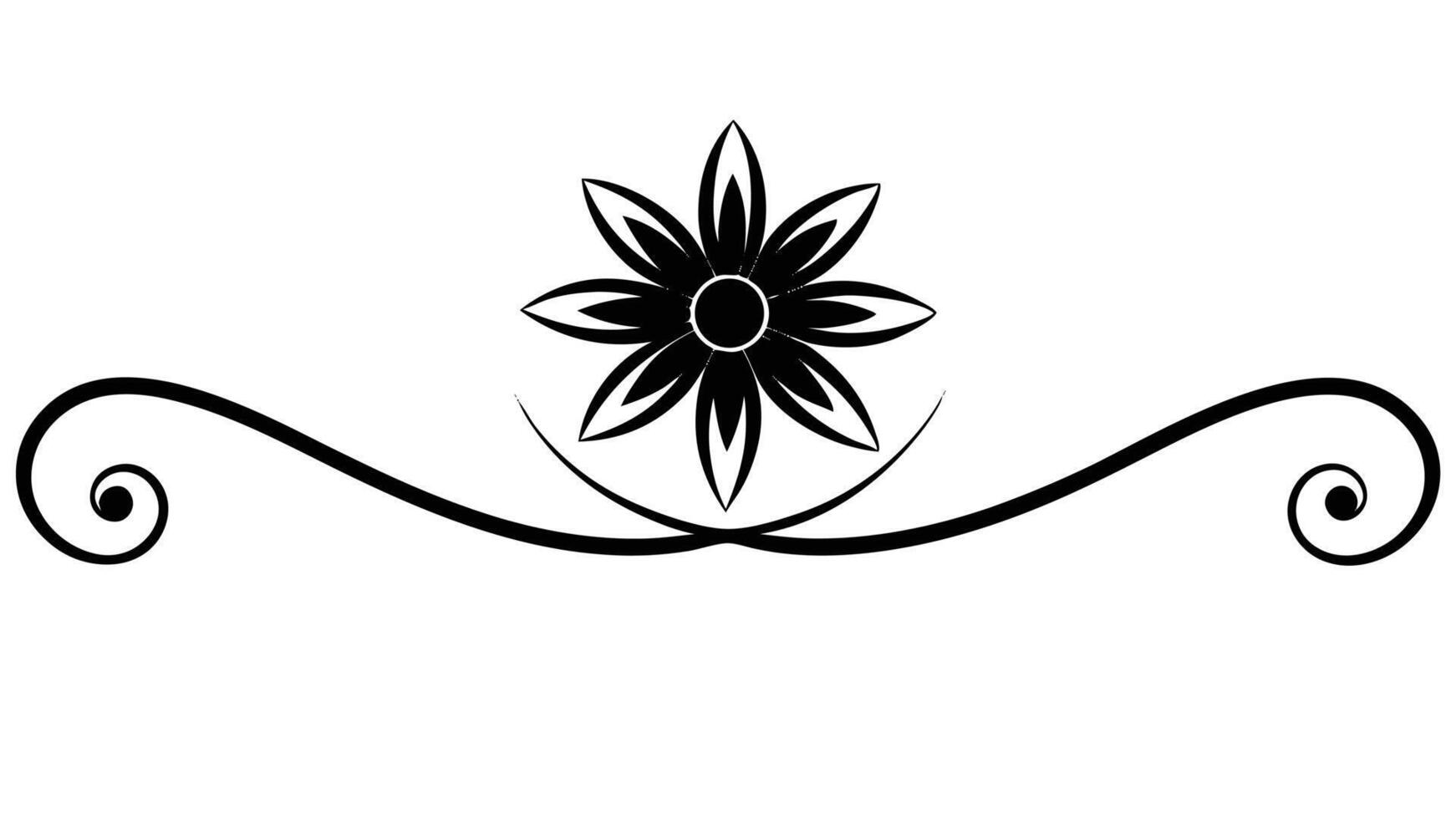 Decorative Flourish With Flower Element Design vector