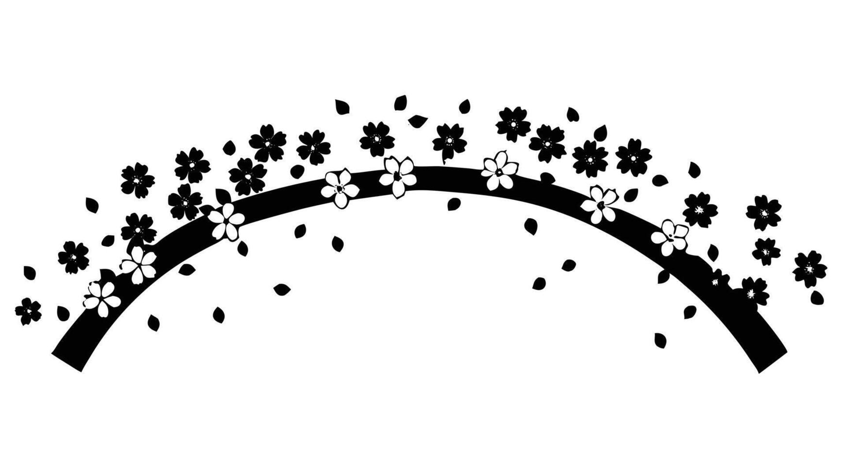 Blooming Cherry Blossom Arc Monochrome Floral Design Art vector