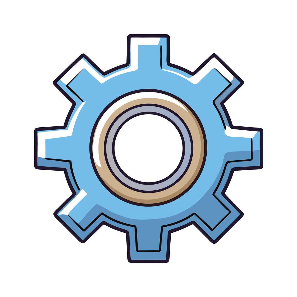 Cartoon Style Light Blue Gear Icon vector