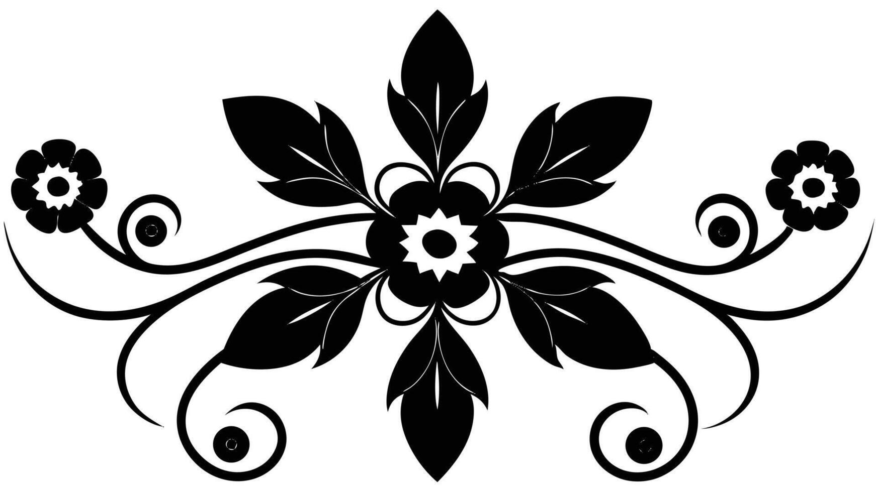 Floral Ornament Leaves Black And White vector