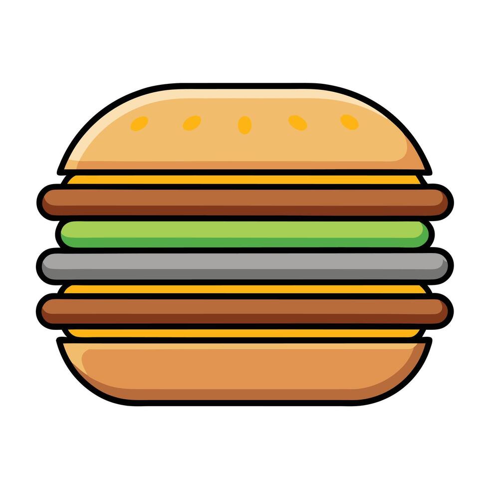Cartoon Double Burger Illustration On White Background vector