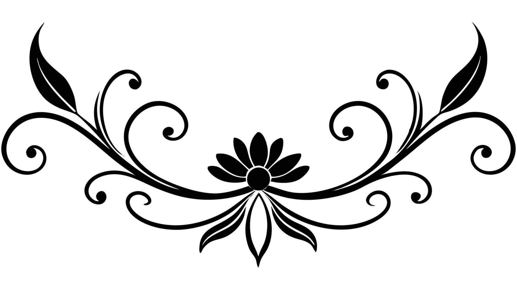 Floral Ornament Design With Leaves And Swirls vector