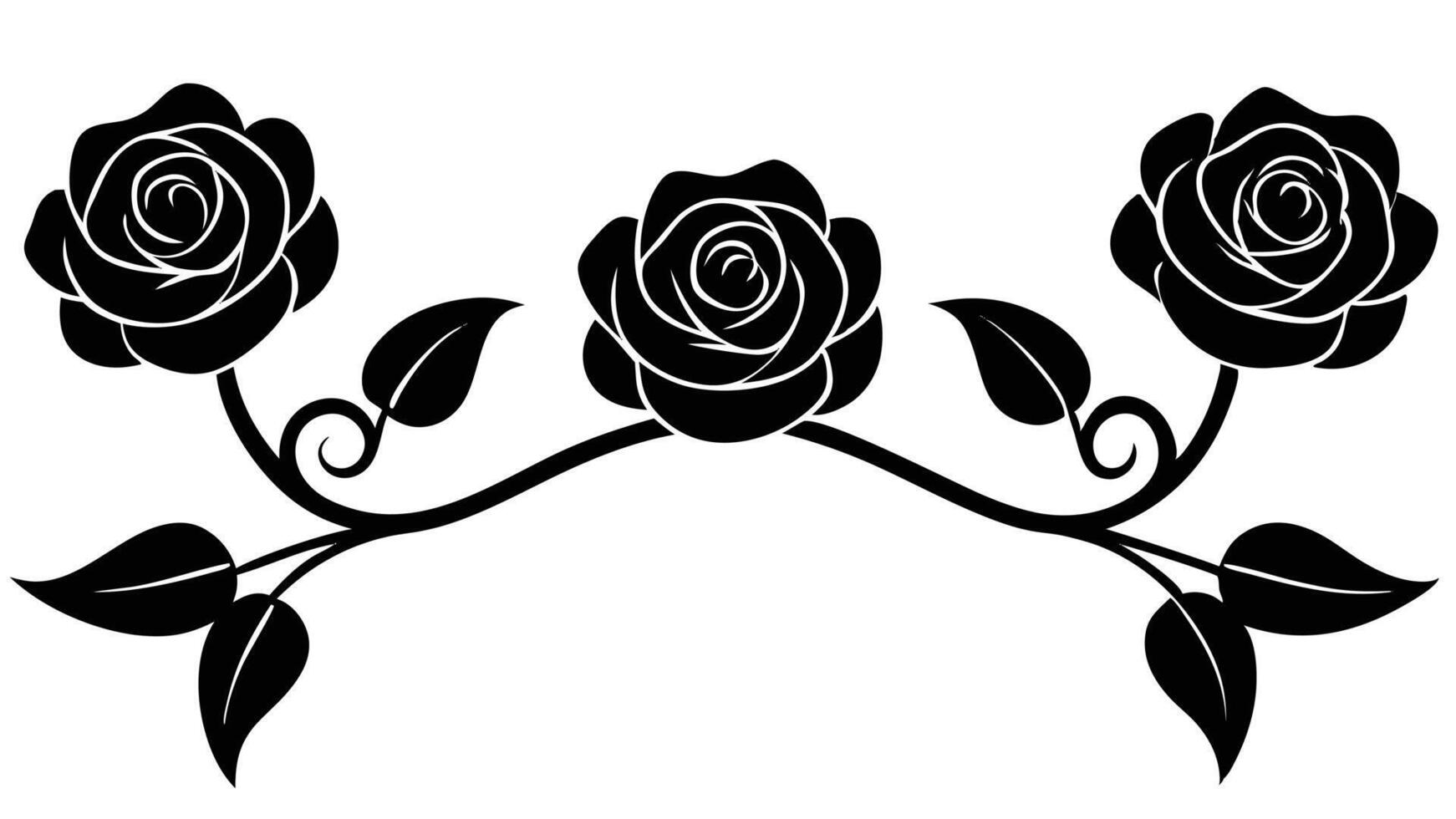Elegant Rose Border Black And White Floral Ornament vector