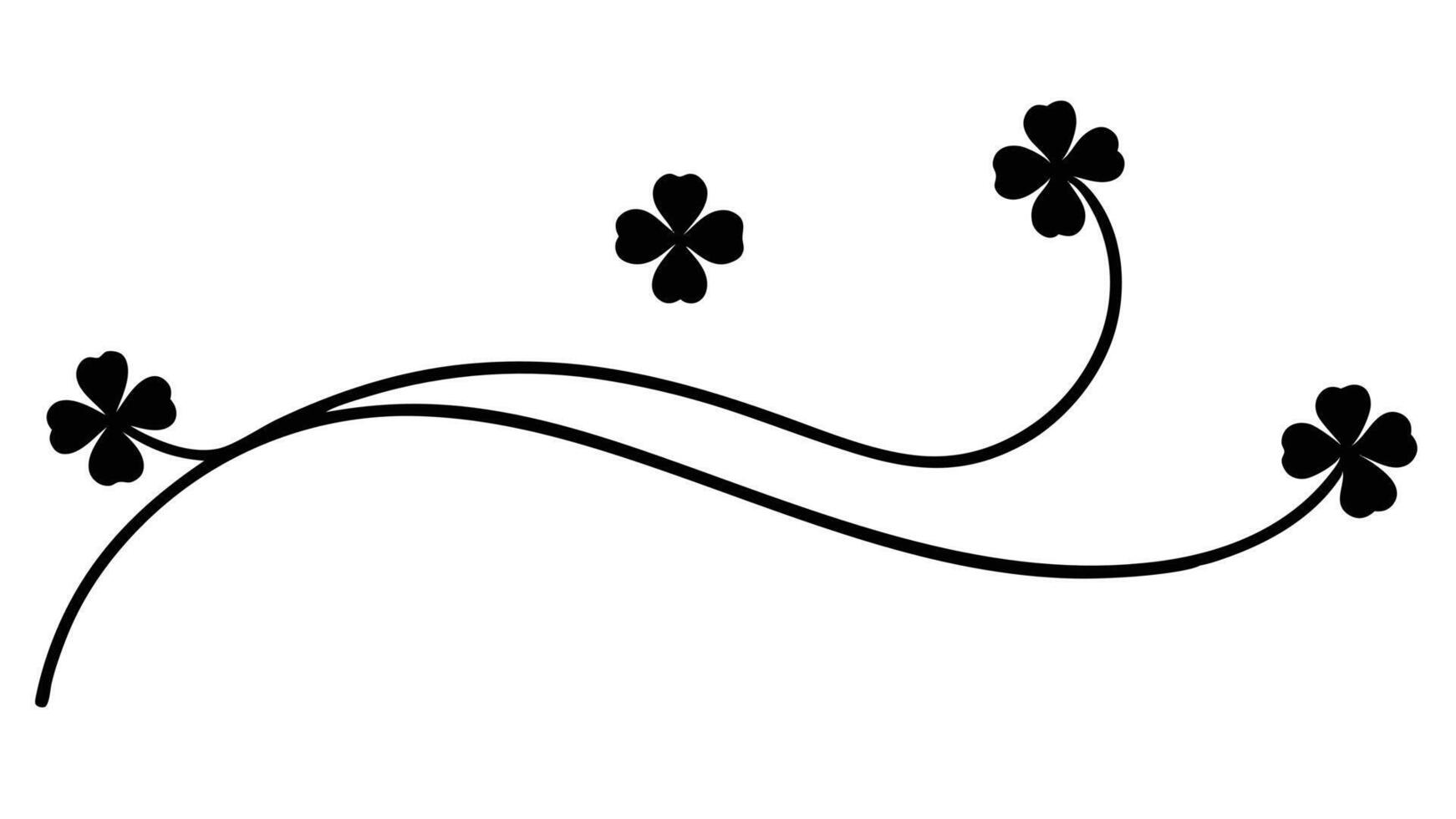 Black Shamrock Decorative Floral Element On White vector