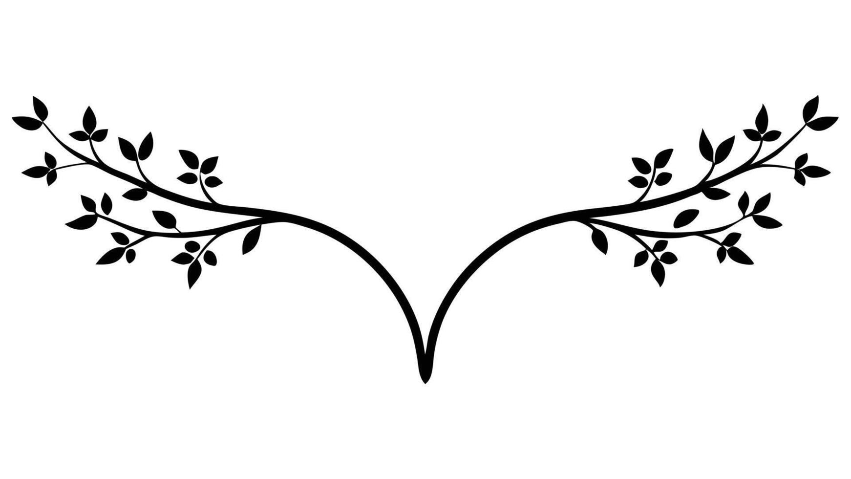 Elegant Black Branches With Leaves Design Element vector