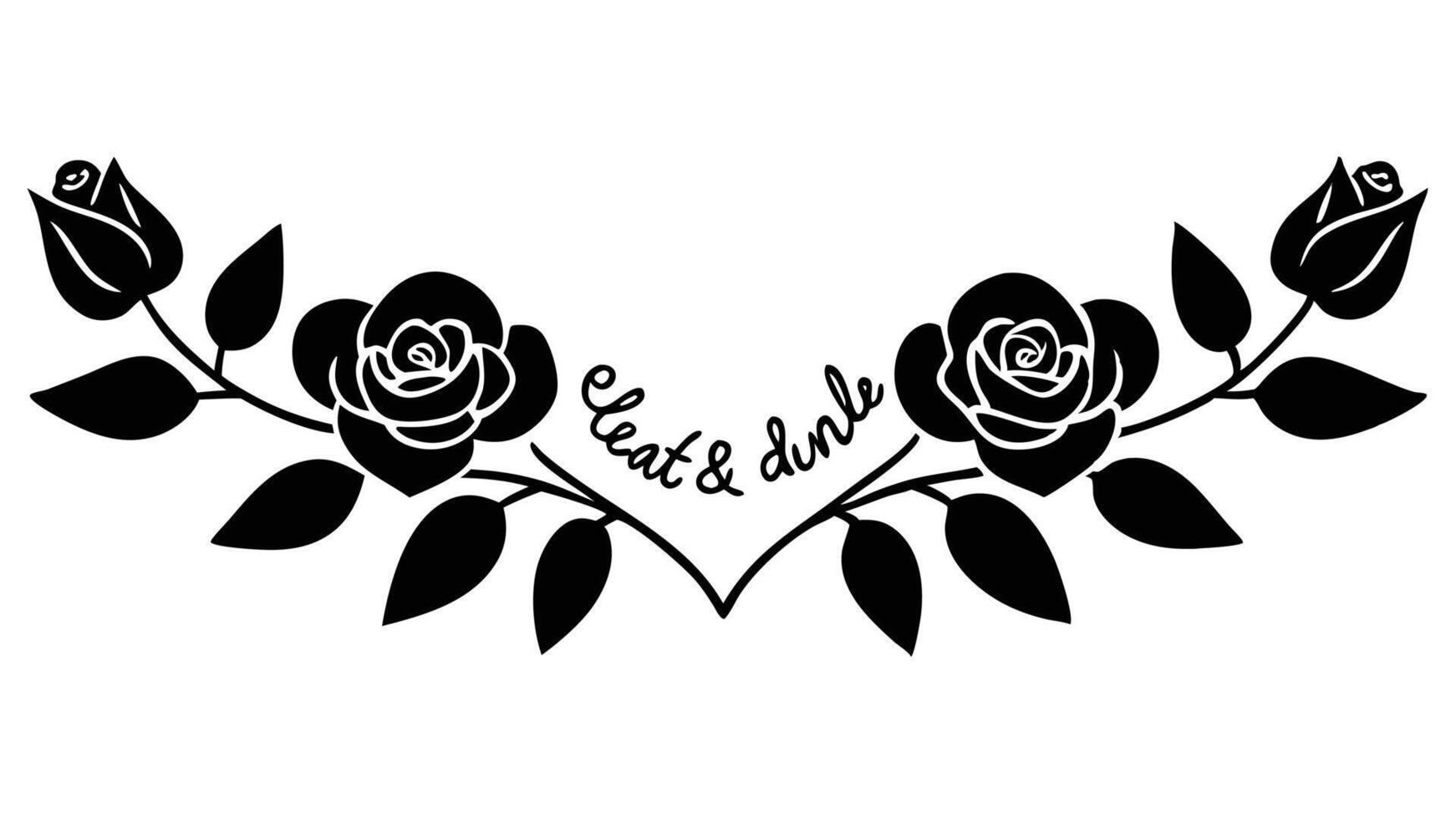 Elegant Rose Flower Silhouette Border Graphic Design Element vector