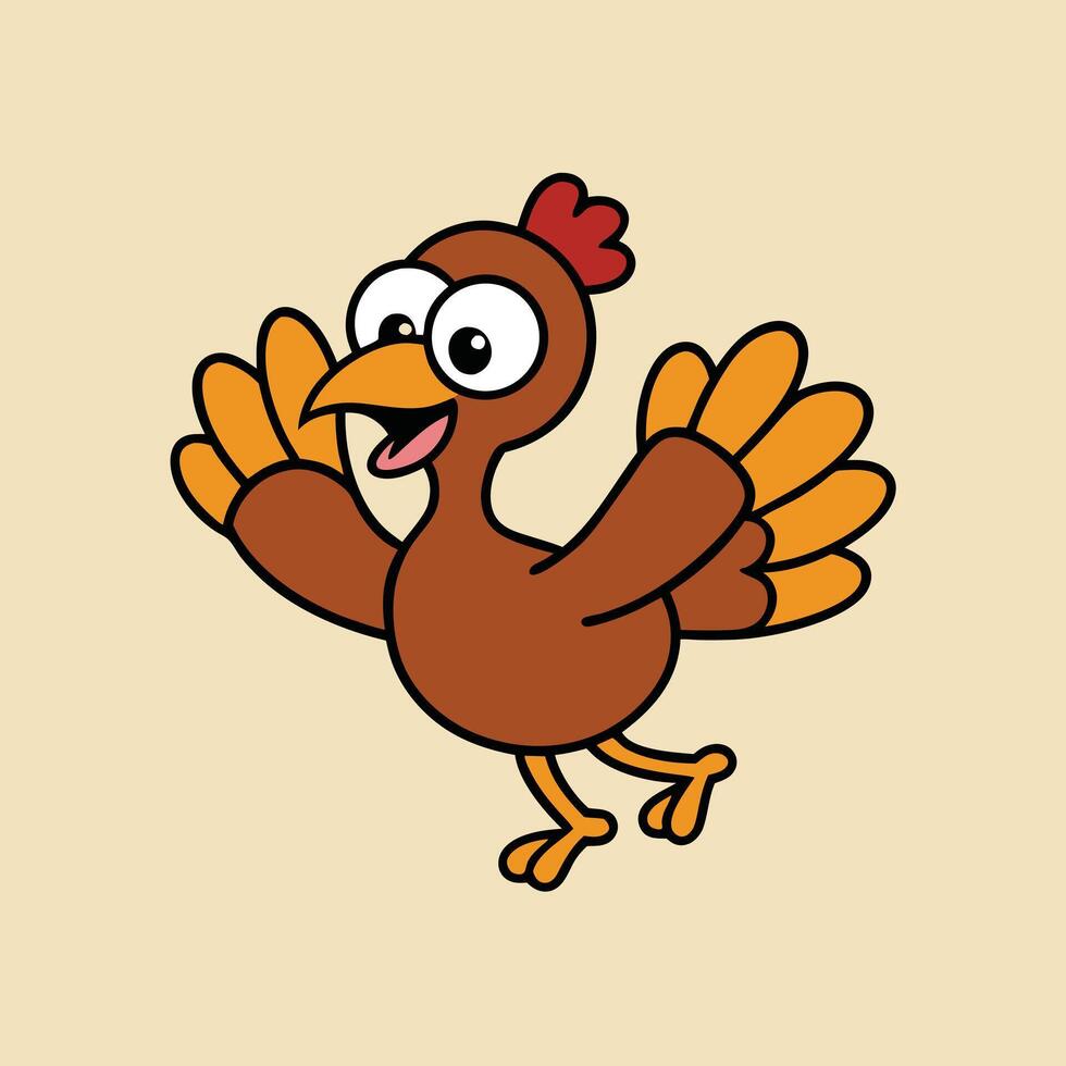 Happy Cartoon Chicken Illustration Design vector