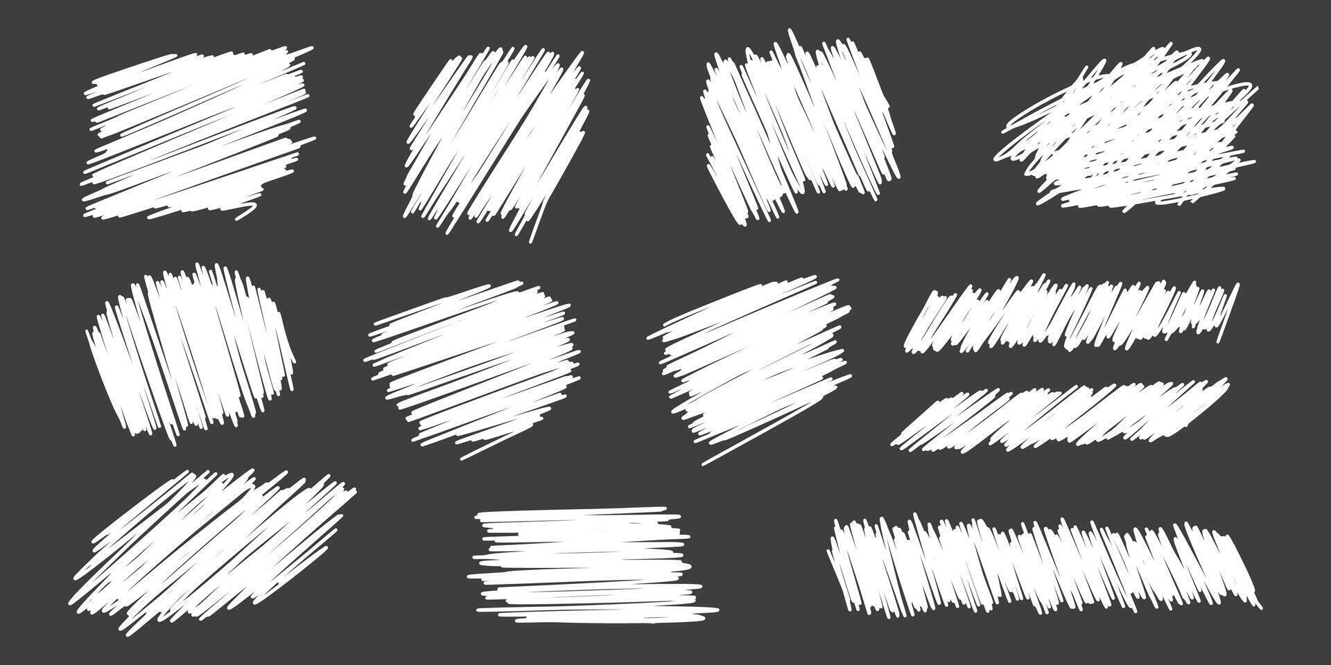 Lottery scratch card graphic elements - hand drawn pencil strokes scratchy fragments. vector