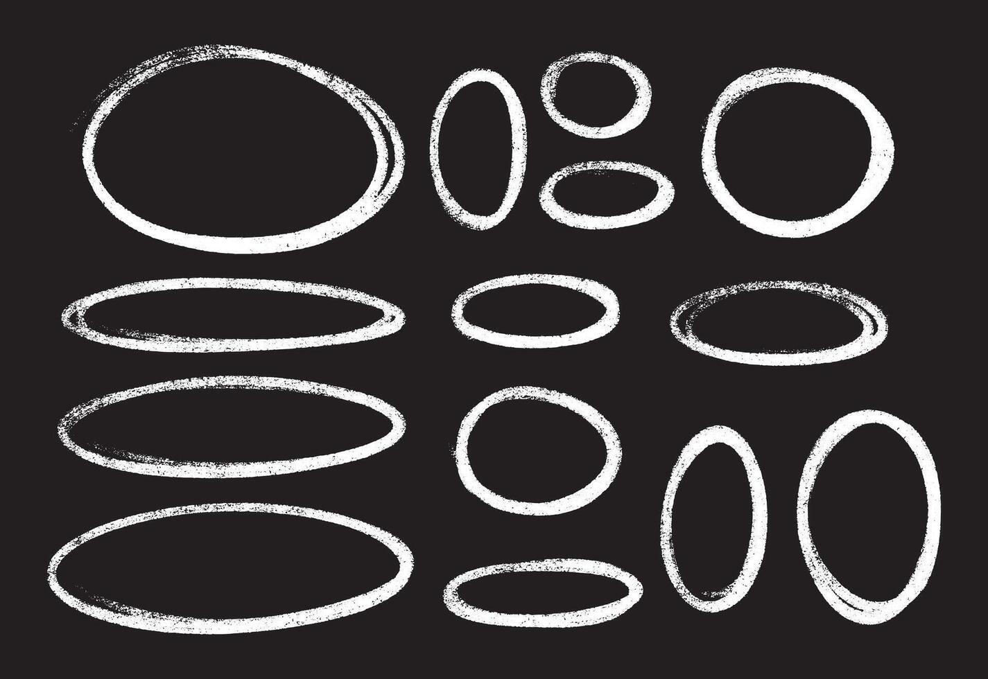 White chalk or crayon shapes oval highlight set on blackboard. vector