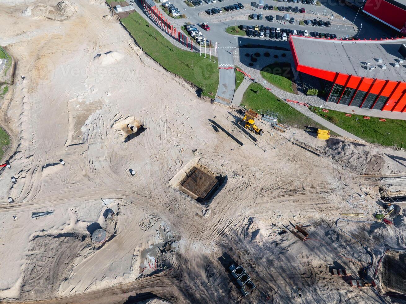 An aerial view of a construction site photo