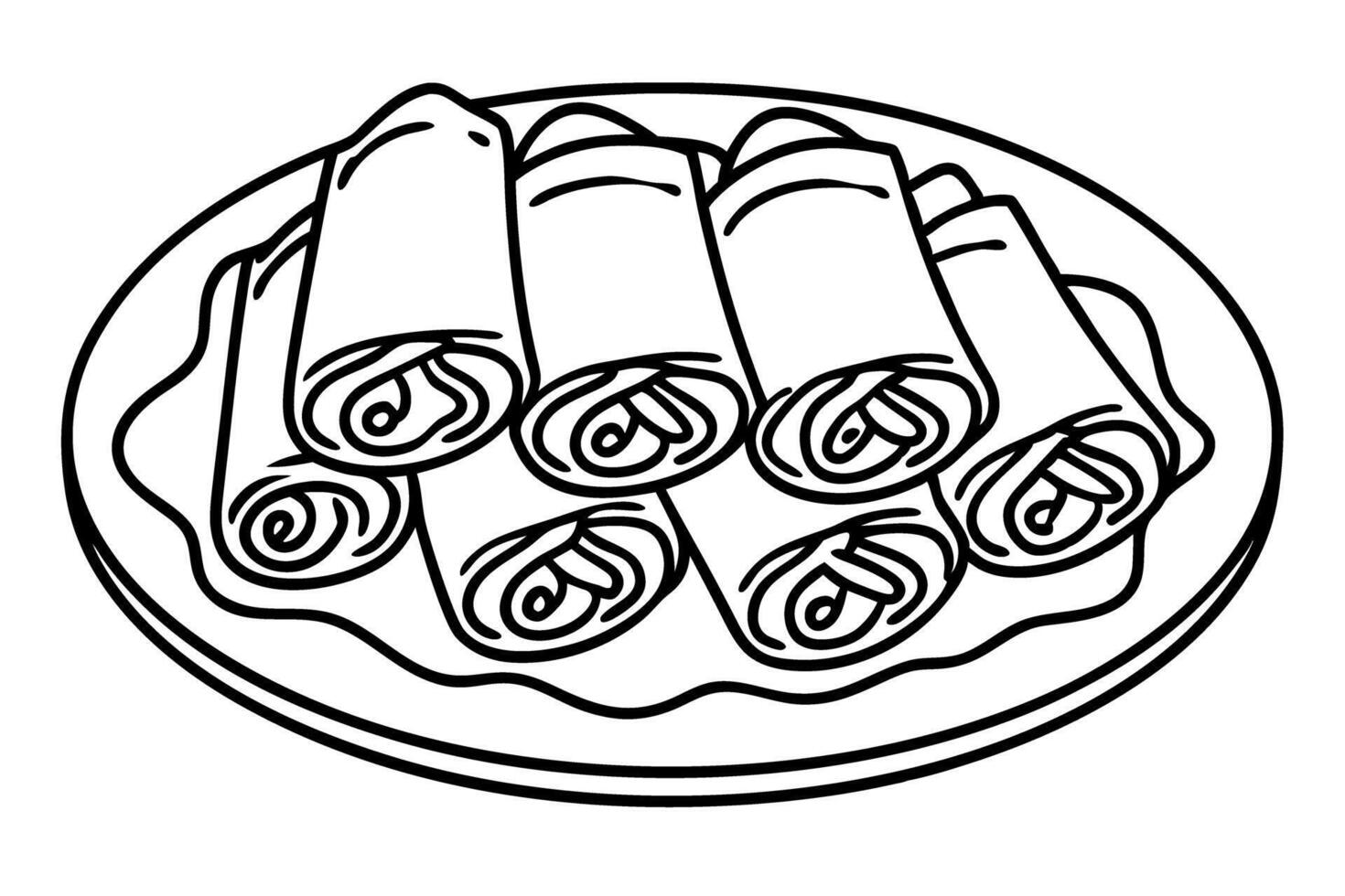 platter of rolled pastries delicious assorted fillings, traditional culinary delight, sweet desserts vector