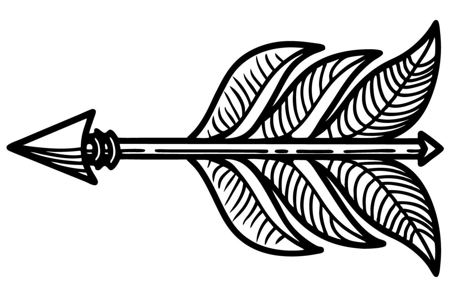 Decorative arrow illustration with geometric feathers and detailed design elements vector