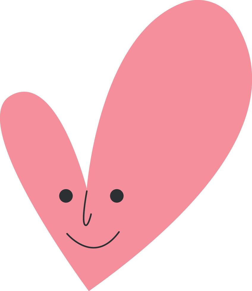 Cute pink cartoon heart with face vector