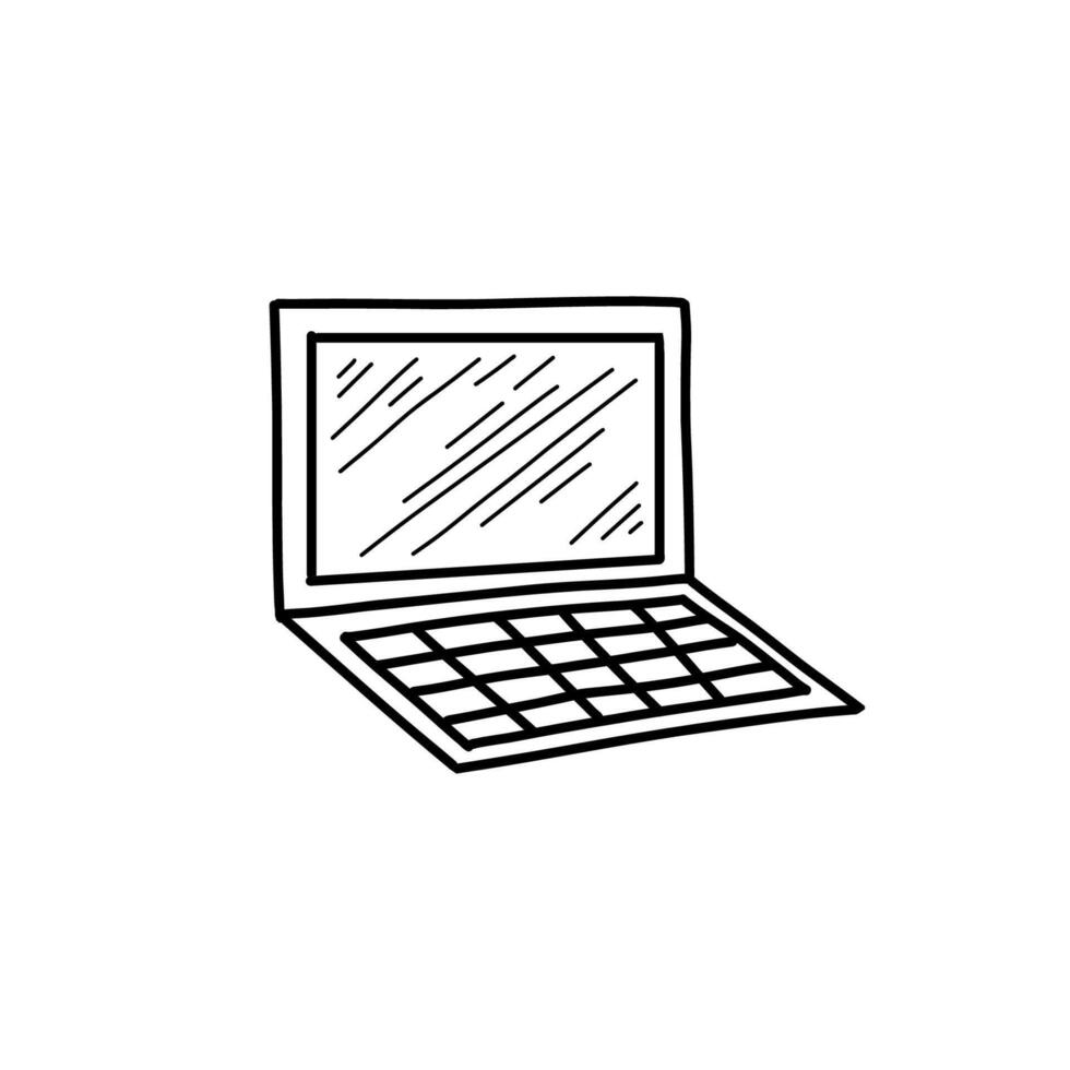 laptop sketch in doodle style vector