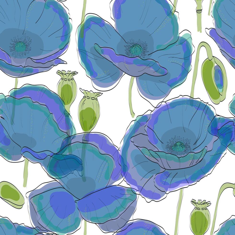 poppies fabric custom fabric vector