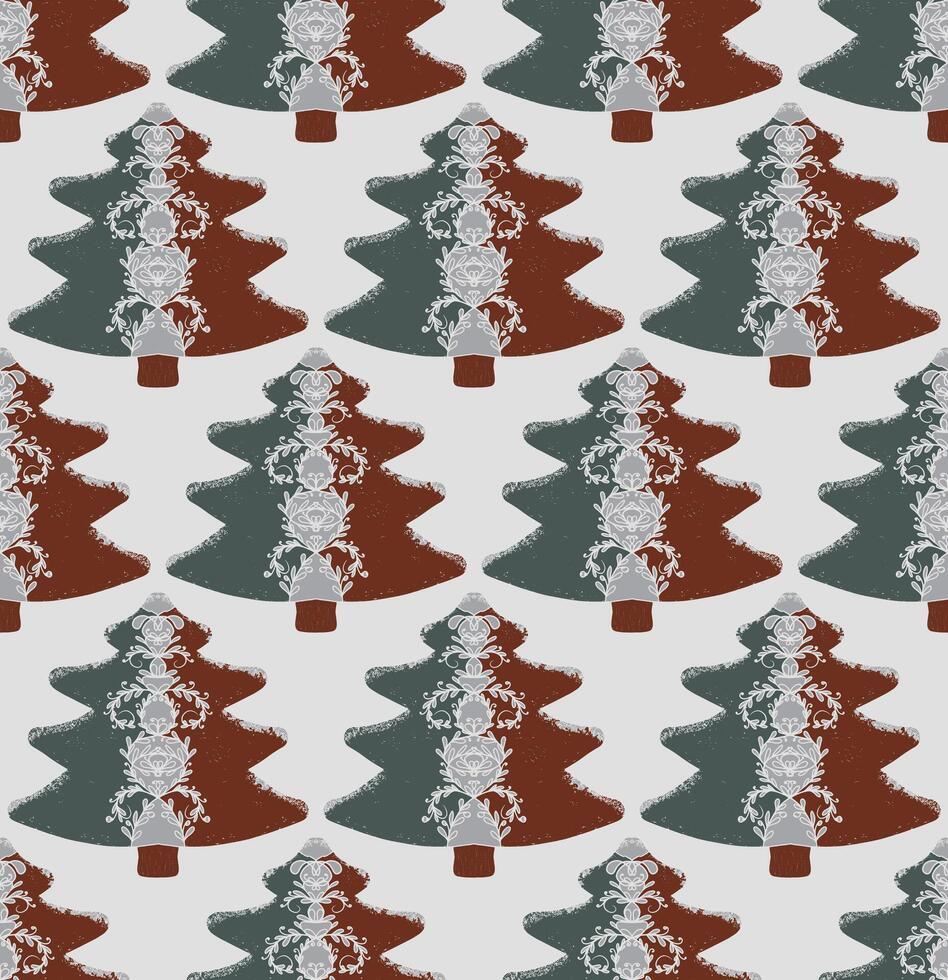christmas trees in red and grey on a white background vector