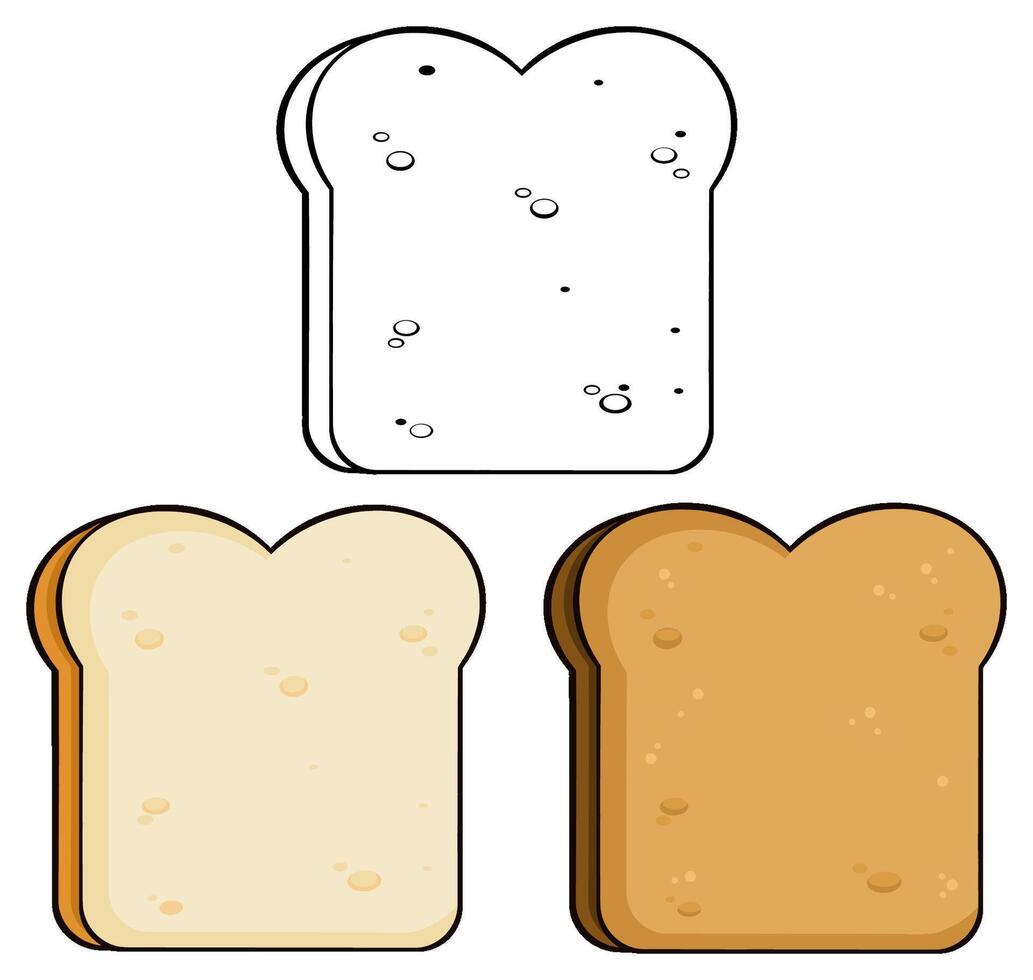 Bread Slice Icon Collection With Outline White And Whole Wheat Versions vector