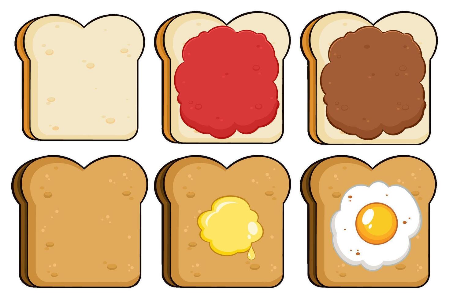 Funny Toast Slice Collection With Savory Sweet And Breakfast Options vector