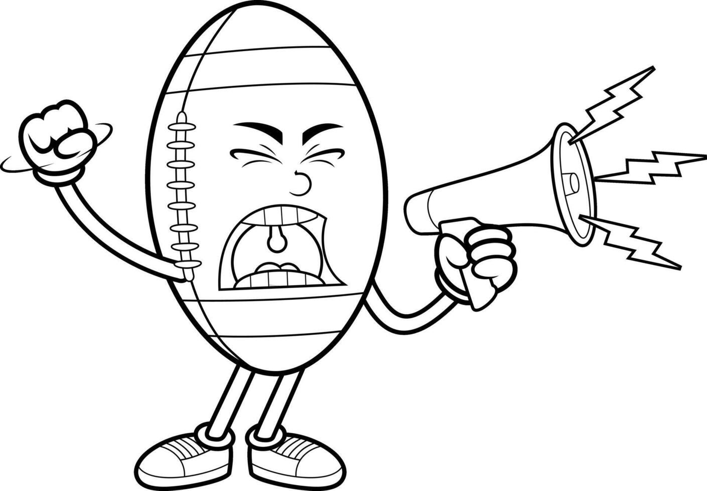 Angry American Football Mascot Shouting Through Megaphone vector