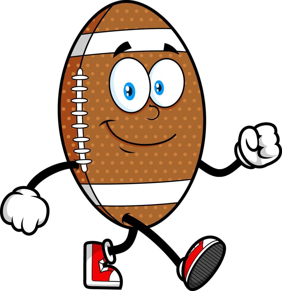 Smiling American Football Mascot Walking In Red Sneakers vector
