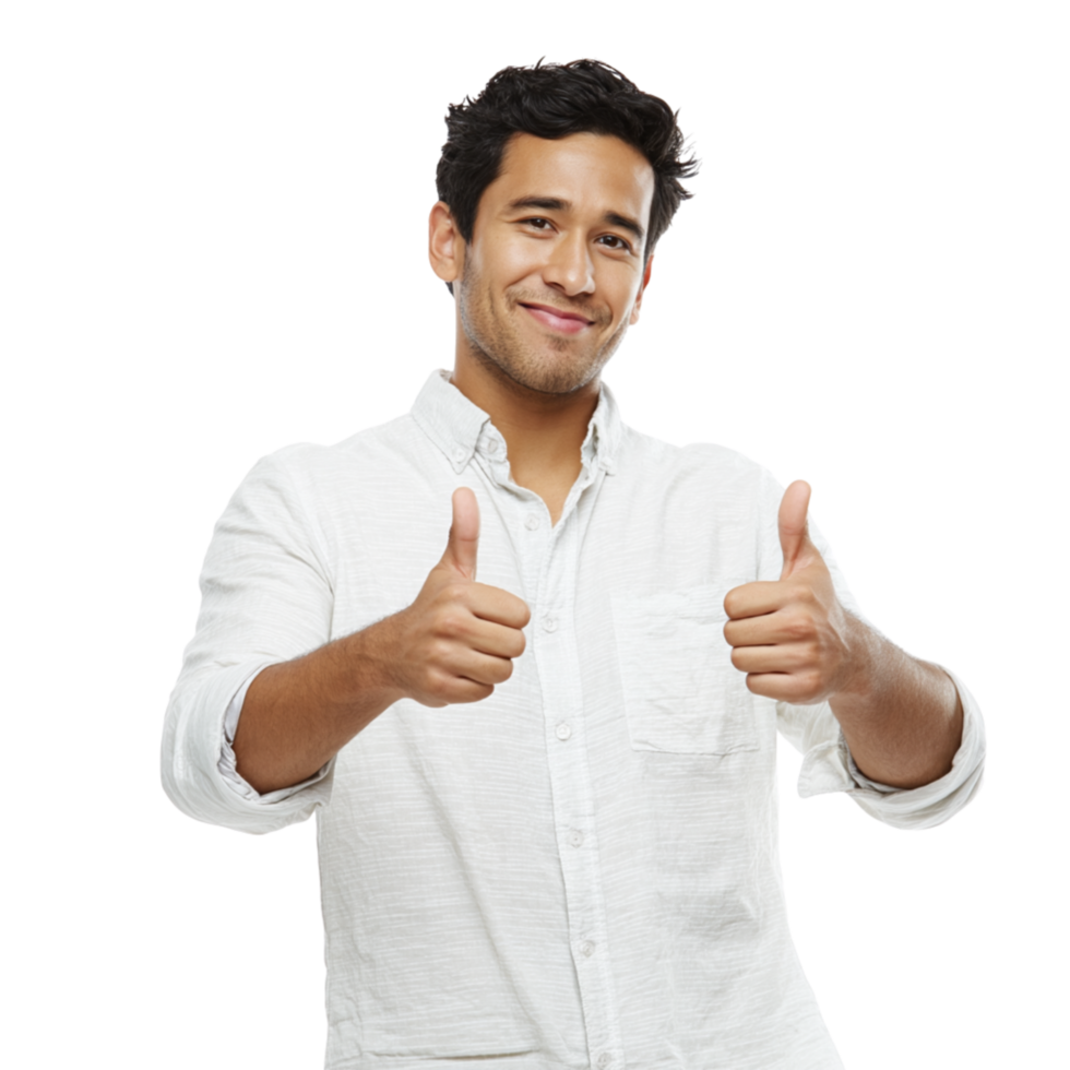 A man in a white shirt giving the thumbs up png