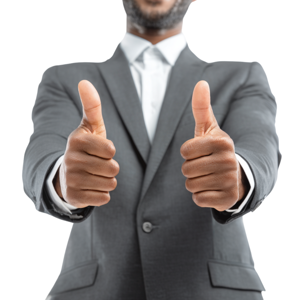 A man in a suit giving the thumbs up sign png