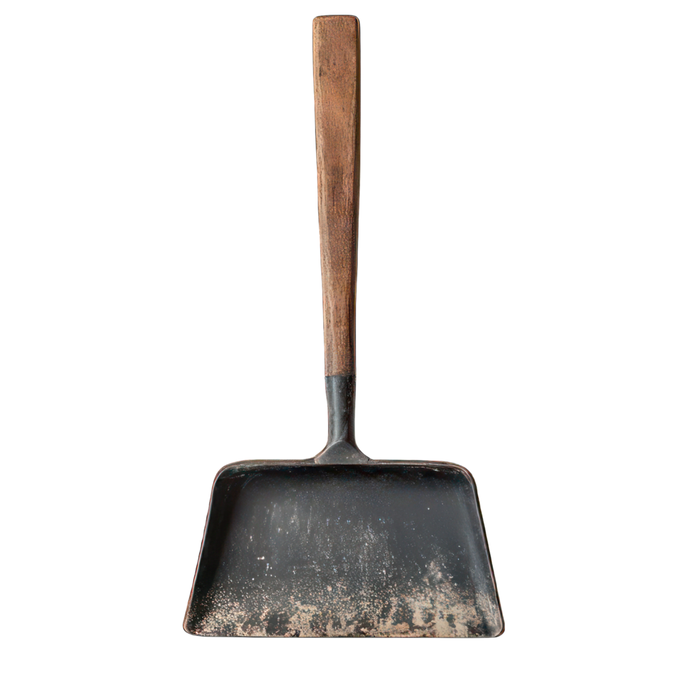 An old shovel with a wooden handle png