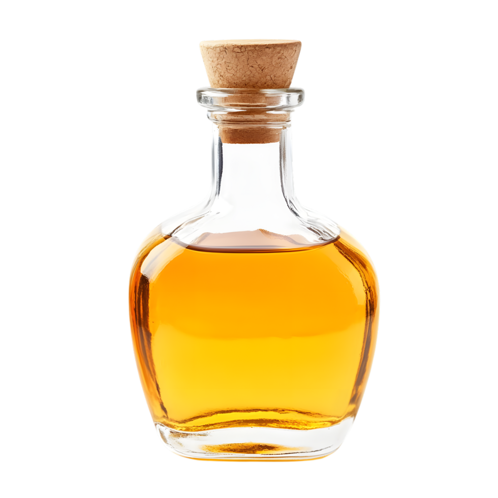 A bottle of whiskey with a cork on the top png