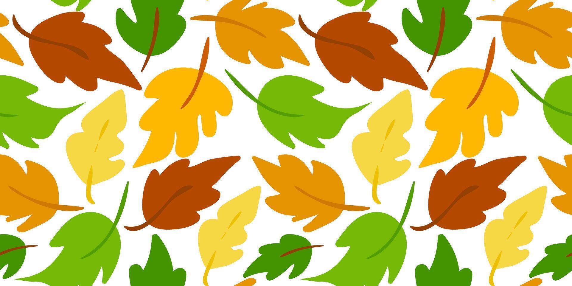 seamless pattern of bright and colorful autumn leaves on white background, modern simple fall design repeat, vibrant seasonal foliage texture, clean and fresh autumn backdrop vector
