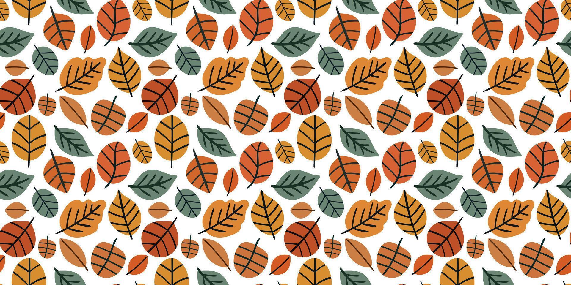 modern seamless pattern of minimalist autumn leaves on isolated white background, simple fall foliage repeat design, contemporary seasonal texture, clean and organic autumn backdrop vector
