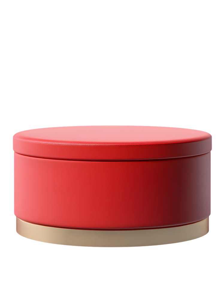 red cylindrical container. A simple yet elegant design. Ideal for product display or storage. podium, presentations, product placement, isolated on transparent background png