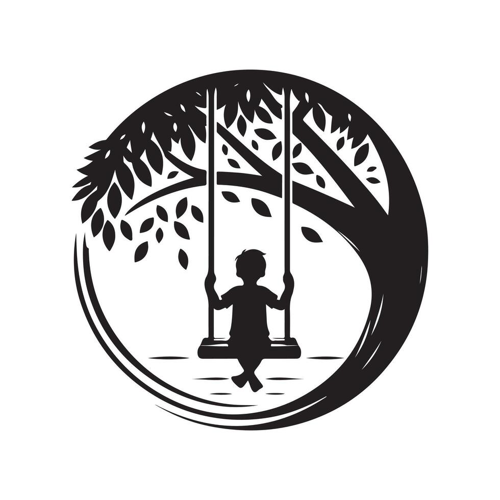 Carefree Swinging Child vector