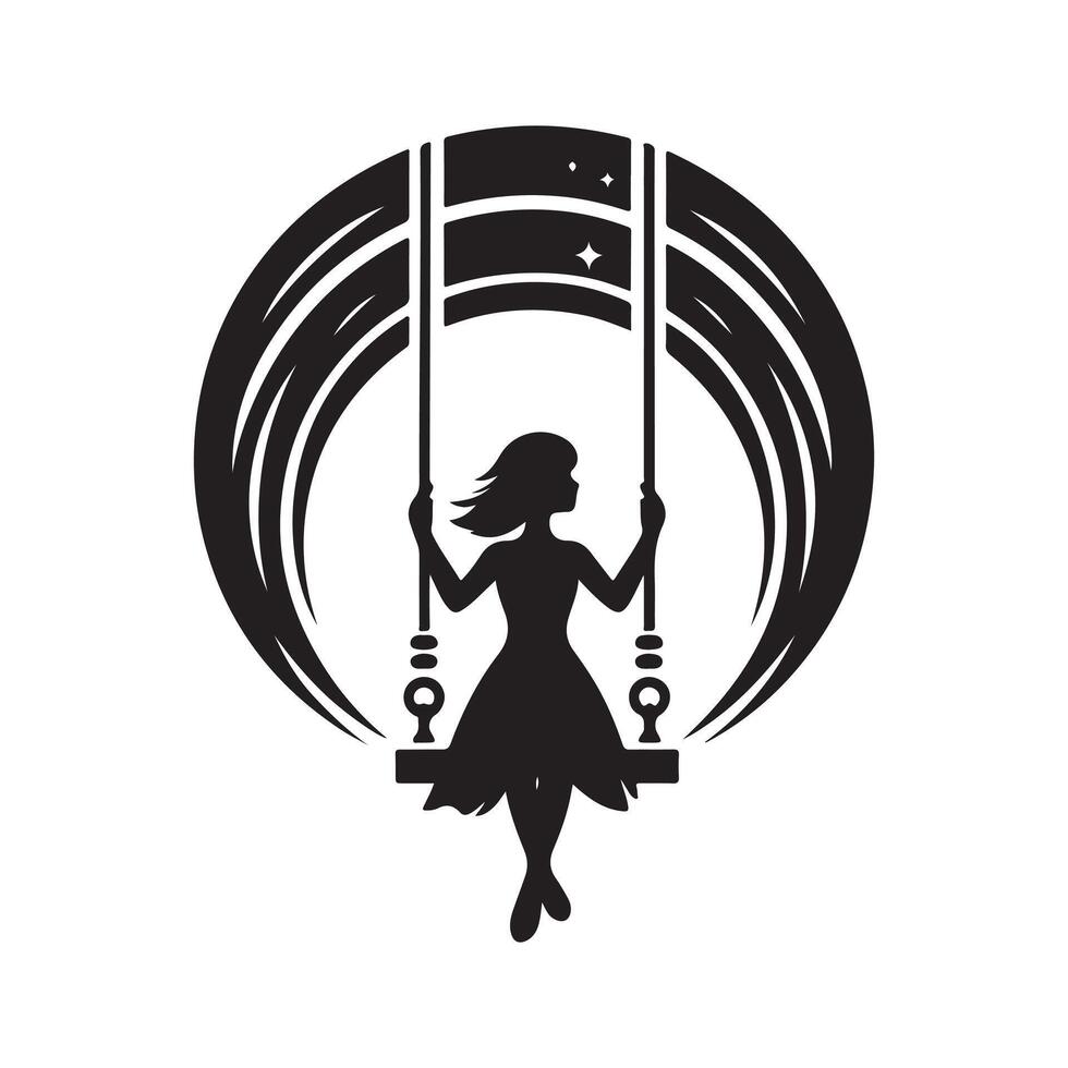 Classic Tree Swing Silhouette vector