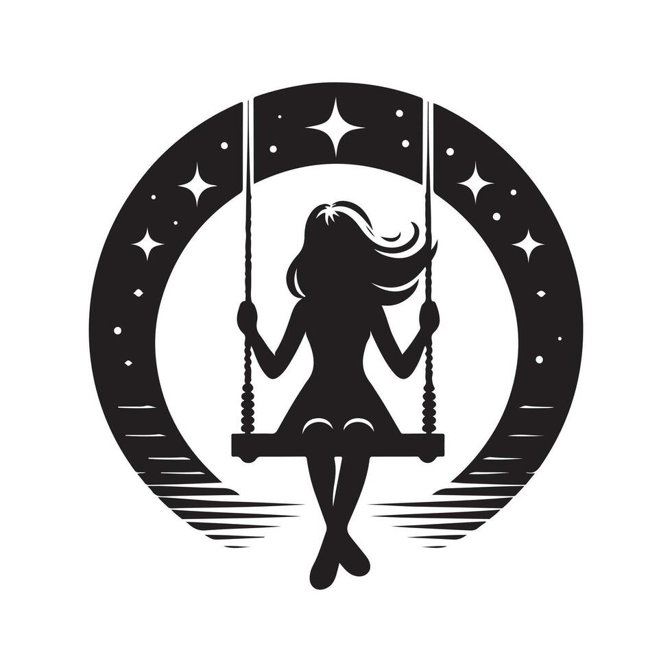 Swinging Child Silhouette vector