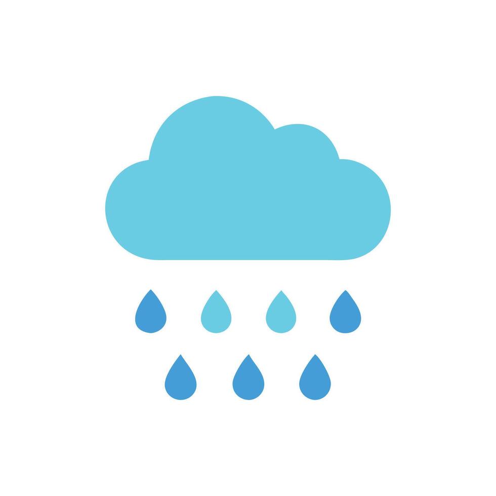 Blue Cloud with Raindrops Icon on Black vector
