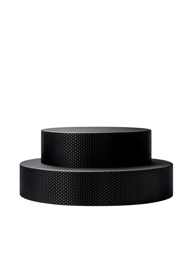 A minimalist black platform for product photography or visual displays. The sleek design offers a contemporary backdrop that emphasizes the subject without distraction. png