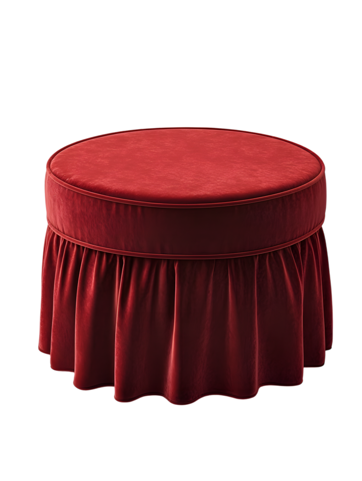 A Luxurious Burgundy Ottoman, showcasing exquisite detail and vibrant hues, perfect for adding a touch of elegance to any room. isolated on transparent background png