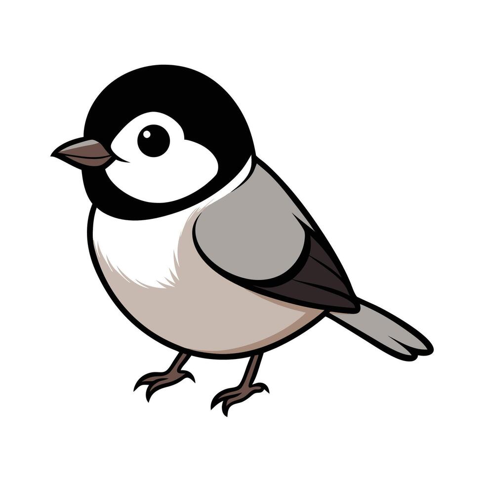 Cute cartoon chickadee bird illustration on white background vector