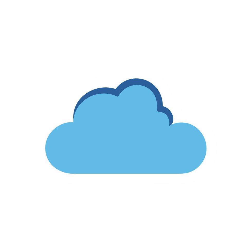 Stylized Blue Cloud Illustration with White Outline on Black vector