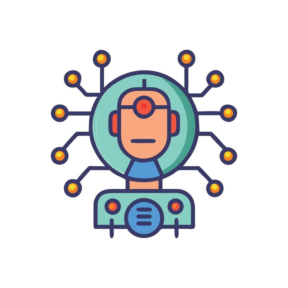 Colorful Icon Depicting Artificial Intelligence and Neural Network vector