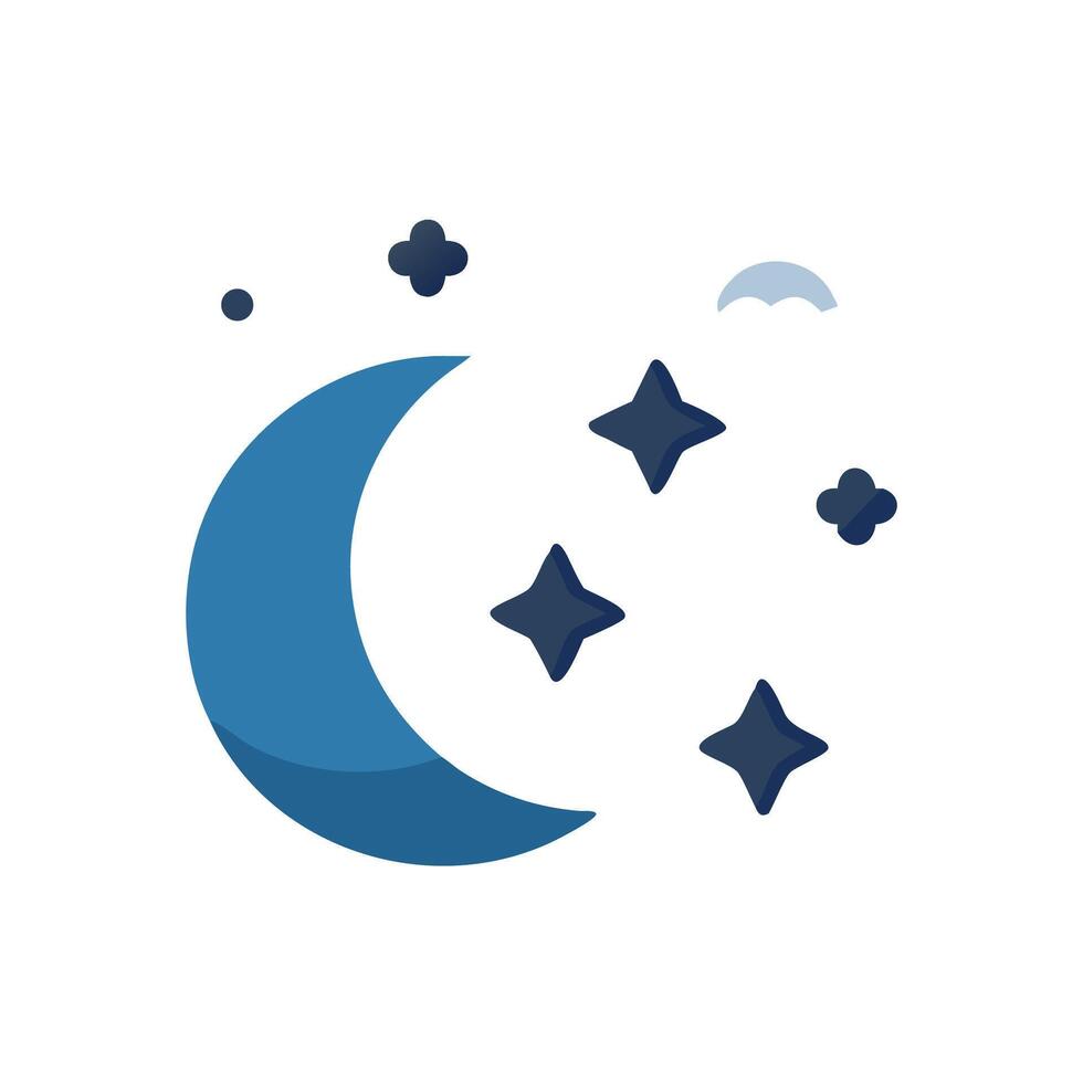 Night sky with moon and stars illustration design vector
