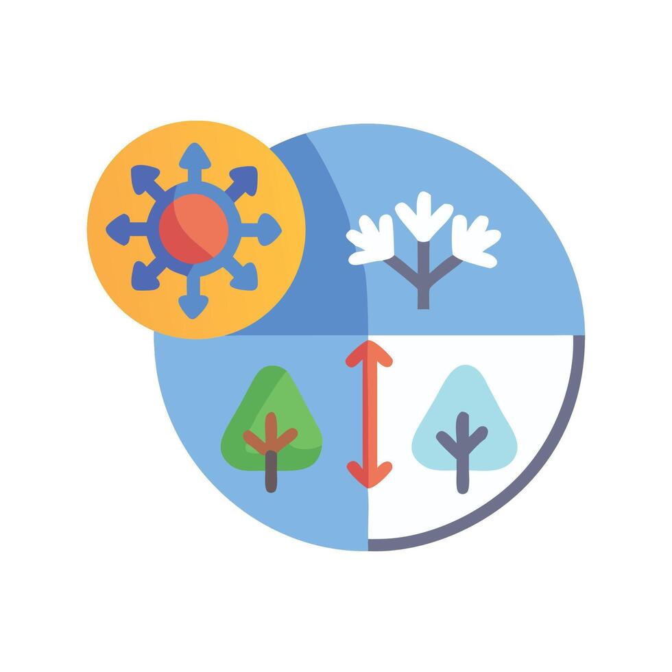 Four Seasons Climate Weather Icon Illustration Seasons Transition vector