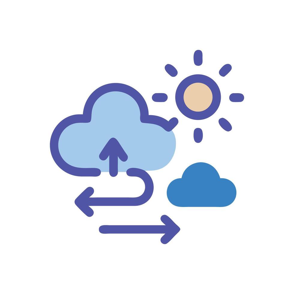 Cloud and Sun Weather Icon with arrows exchange vector