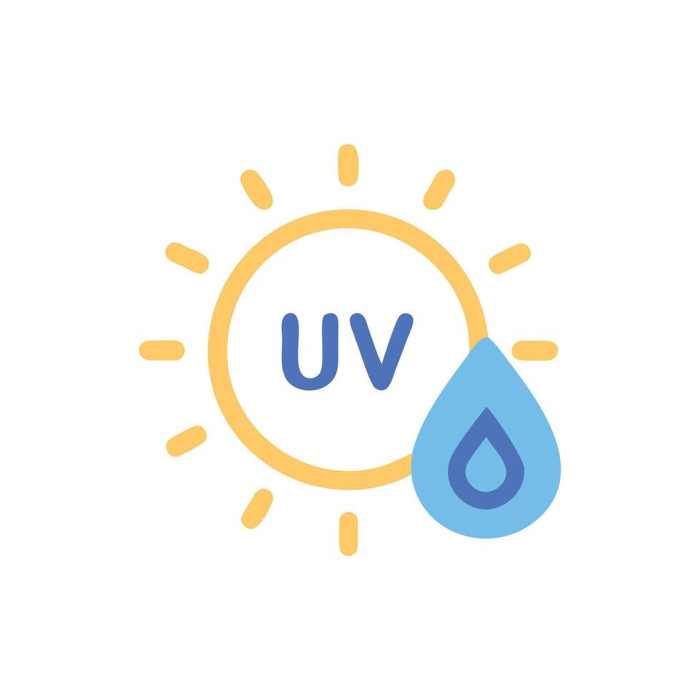 UV Protection with Moisture Sun and Water Icon vector