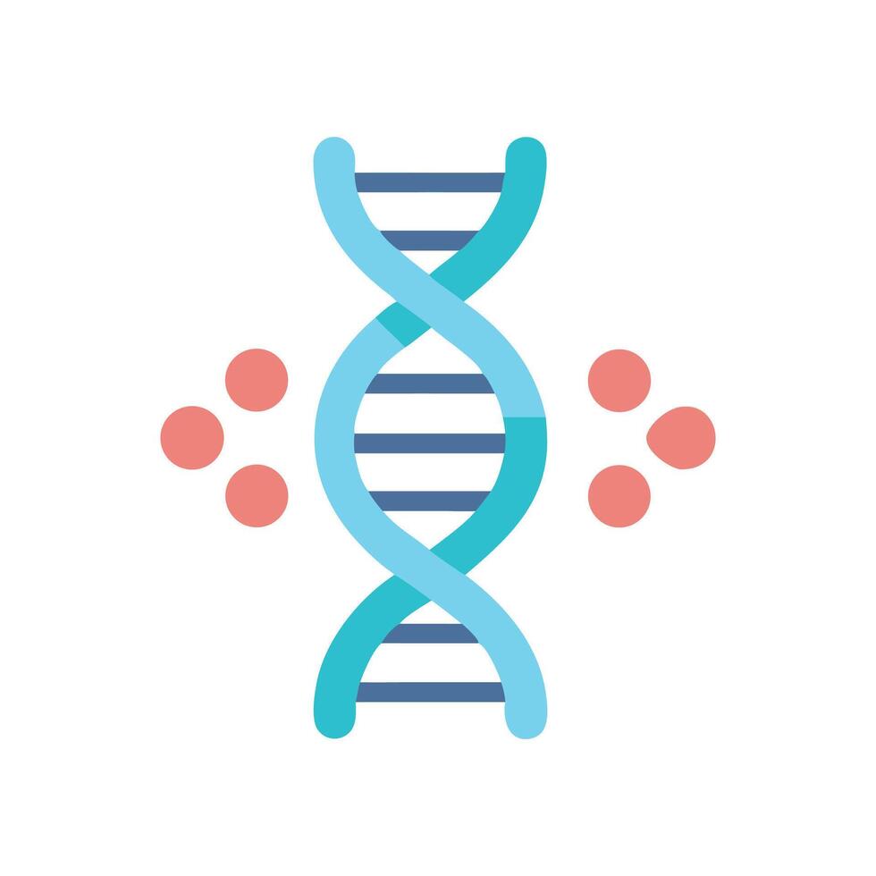 DNA molecule with cells on black background vector