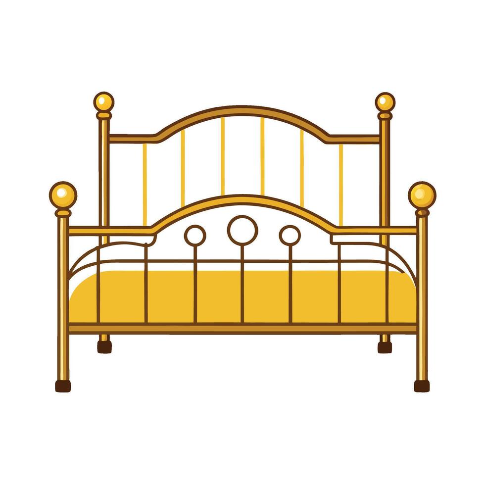 Cartoon Gold Frame Bed Illustration for Interior Design vector