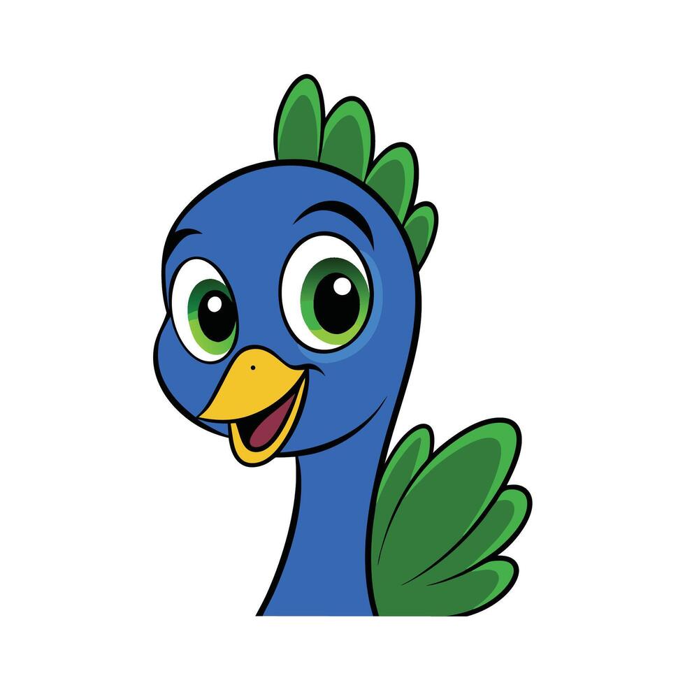 Cartoon Peacock Illustration, Cute and Colorful Bird Design vector