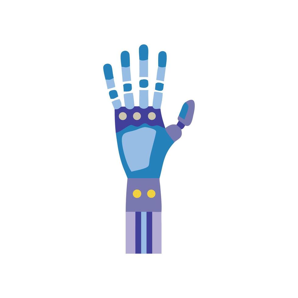 Cartoon robot hand illustration in blue colors vector