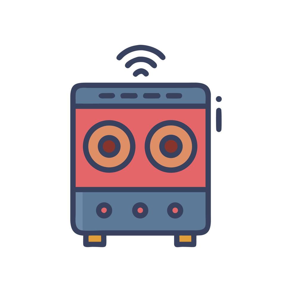 Retro Wireless Speaker Icon with Connectivity Symbol vector