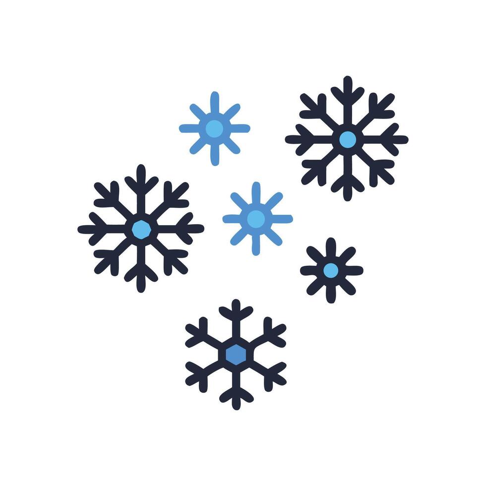 Snowflake Icon Set on Black Background Winter Season vector